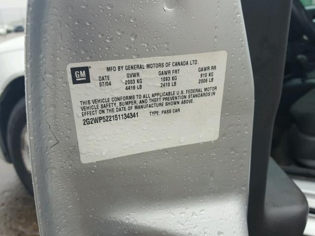 2G2WP522151134341 - 2005 PONTIAC GRAND PRIX SILVER photo 10