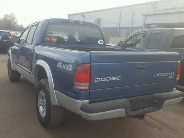 1D7HG48N23S369222 - 2003 DODGE DAKOTA QUA BLUE photo 3