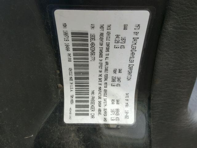 1B3EL46X23N561771 - 2003 DODGE STRATUS SE BLACK photo 10