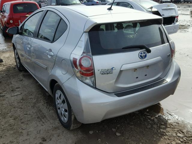 JTDKDTB35D1053976 - 2013 TOYOTA PRIUS C SILVER photo 3