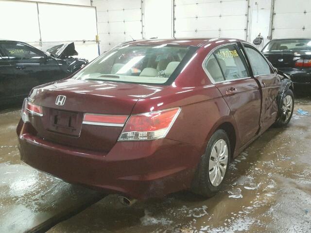 1HGCP2F36CA183149 - 2012 HONDA ACCORD LX MAROON photo 4