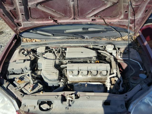 2HGES15572H540729 - 2002 HONDA CIVIC LX MAROON photo 7