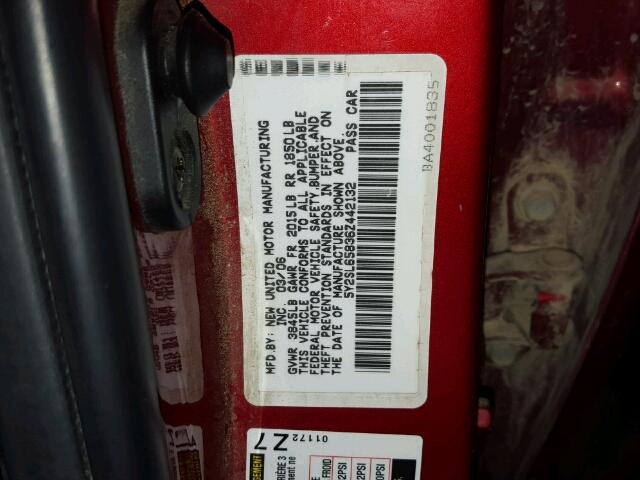 5Y2SL65836Z442132 - 2006 PONTIAC VIBE RED photo 10