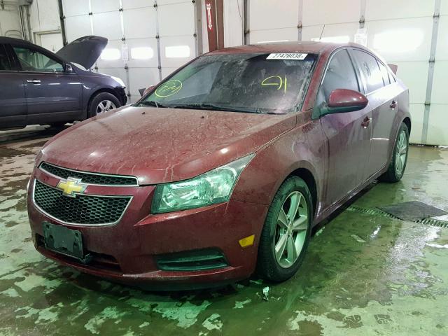 1G1PE5SB1E7106430 - 2014 CHEVROLET CRUZE LT MAROON photo 2