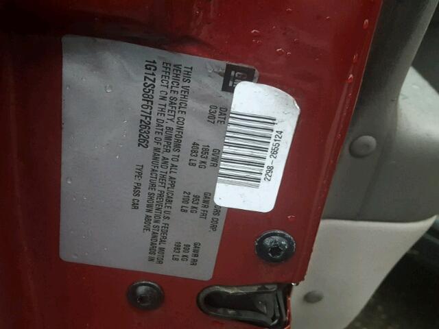 1G1ZS58F67F263262 - 2007 CHEVROLET MALIBU LS RED photo 10