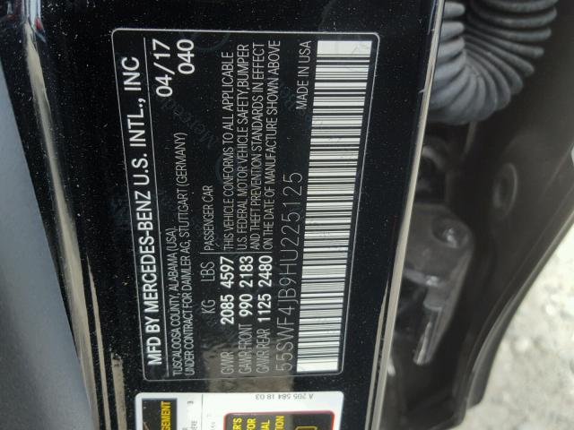 55SWF4JB9HU225125 - 2017 MERCEDES-BENZ C 300 BLACK photo 10