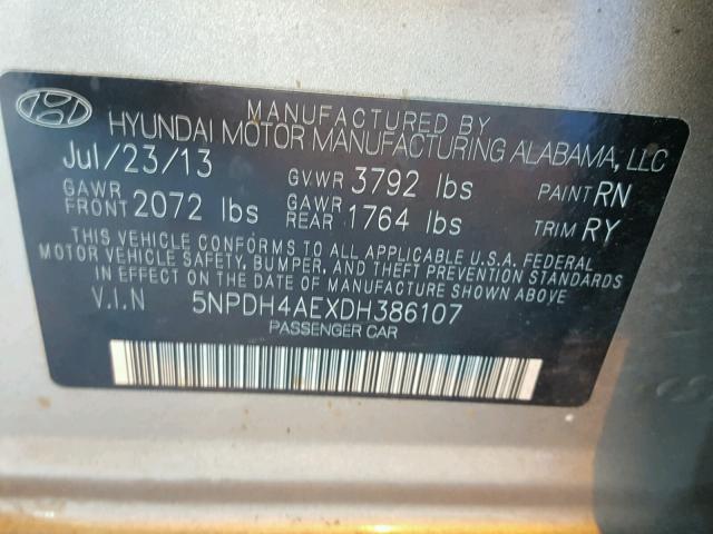 5NPDH4AEXDH386107 - 2013 HYUNDAI ELANTRA GL TAN photo 10