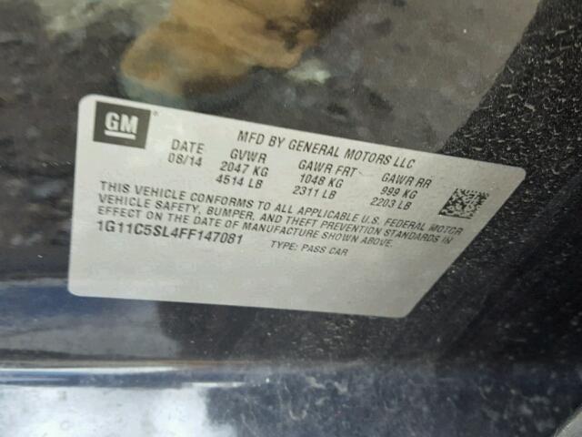 1G11C5SL4FF147081 - 2015 CHEVROLET MALIBU 1LT 黑色 照片 10