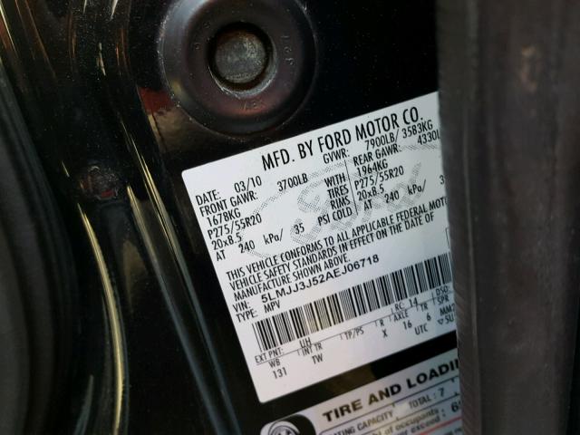 5LMJJ3J52AEJ06718 - 2010 LINCOLN NAVIGATOR BLACK photo 10