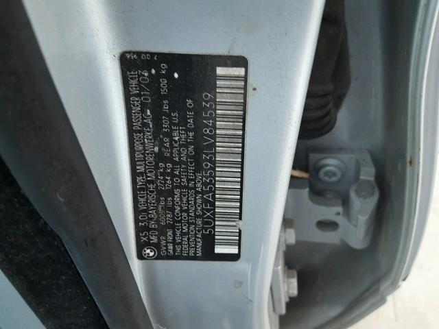 5UXFA53593LV84539 - 2003 BMW X5 3.0I SILVER photo 10