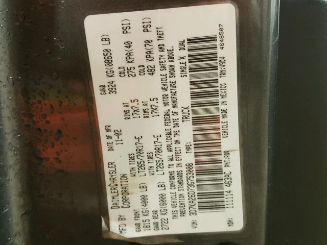 3D7KA26D73G753008 - 2003 DODGE RAM 2500 S GRAY photo 10