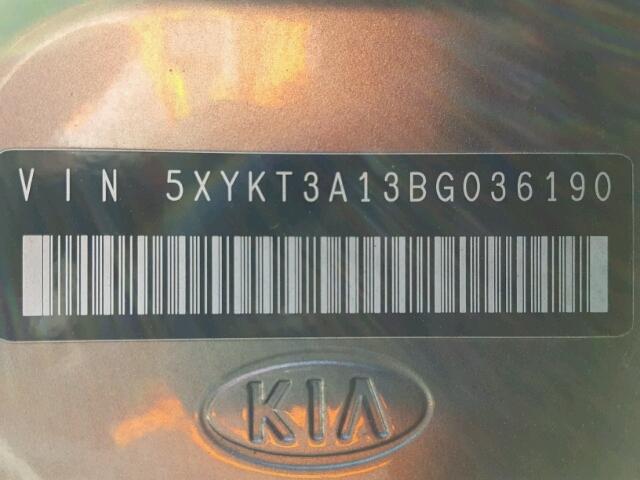 5XYKT3A13BG036190 - 2011 KIA SORENTO BA BEIGE photo 10