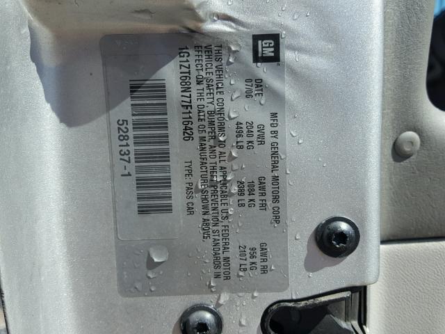 1G1ZT68N77F116426 - 2007 CHEVROLET MALIBU MAX SILVER photo 10
