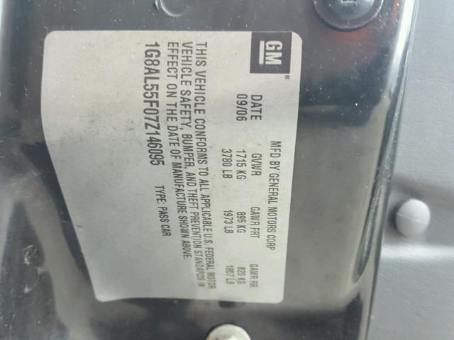 1G8AL55F07Z146095 - 2007 SATURN ION LEVEL BLUE photo 10