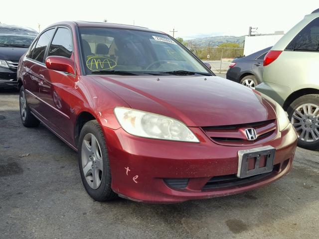 2HGES26725H548599 - 2005 HONDA CIVIC EX მუქწითელი ფოტო 1