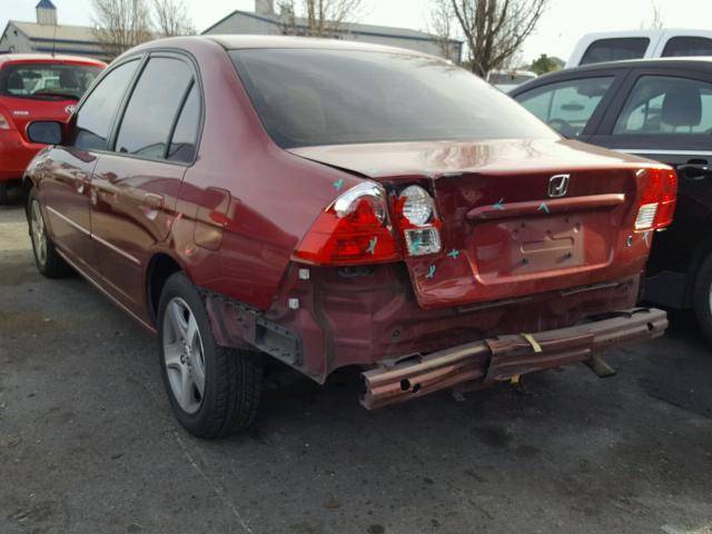 2HGES26725H548599 - 2005 HONDA CIVIC EX მუქწითელი ფოტო 3