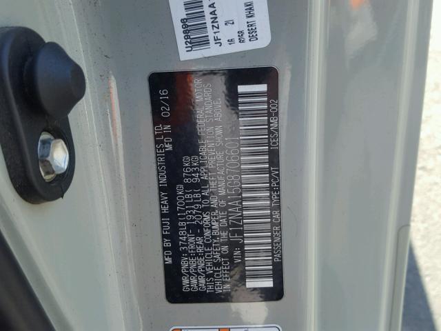 JF1ZNAA15G8706601 - 2016 TOYOTA SCION FR-S თაფლისფერი ფოტო 10