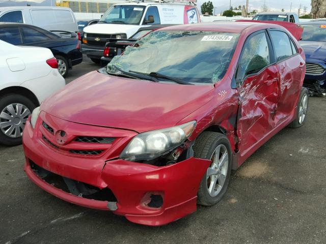 2T1BU4EE1BC577685 - 2011 TOYOTA COROLLA BA RED photo 2