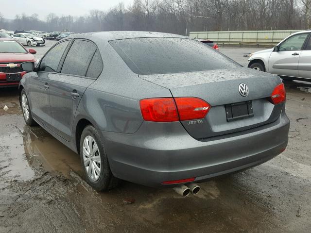 3VW1K7AJ5BM068256 - 2011 VOLKSWAGEN JETTA BASE GRAY photo 3