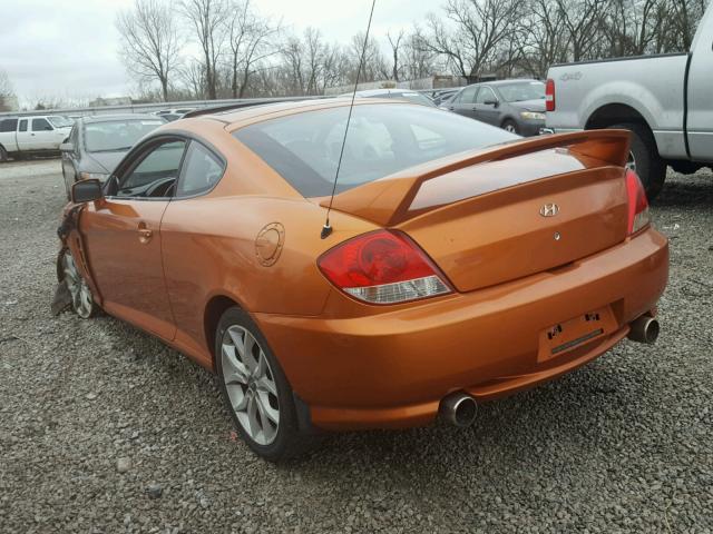 KMHHN65F26U221231 - 2006 HYUNDAI TIBURON GT ORANGE photo 3