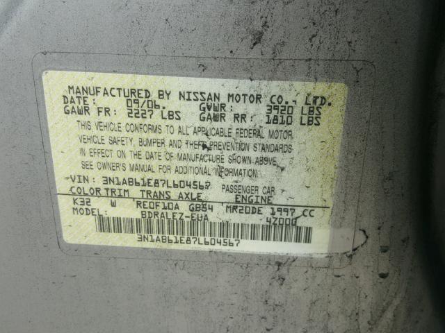 3N1AB61E87L604567 - 2007 NISSAN SENTRA 2.0 BEIGE photo 10