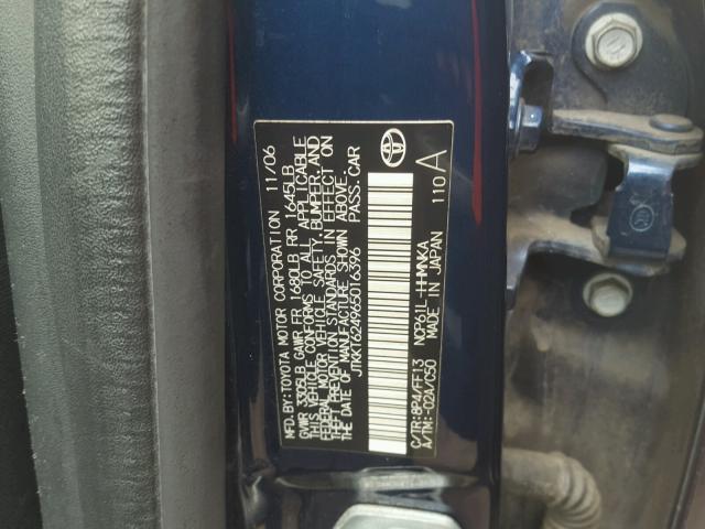 JTKKT624965016396 - 2006 TOYOTA SCION XA BLUE photo 10