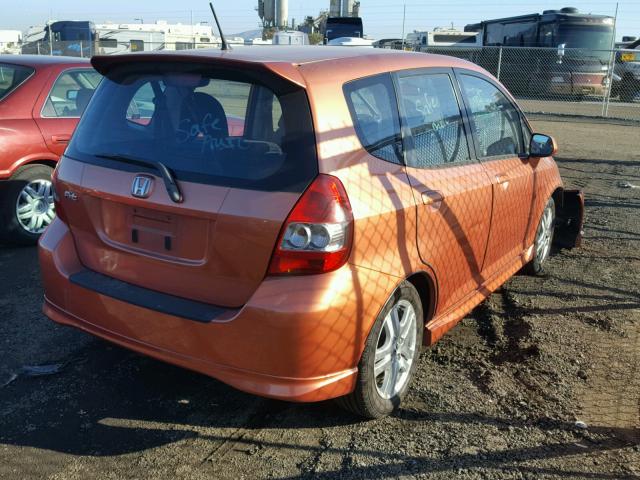 JHMGD38618S056234 - 2008 HONDA FIT SPORT ORANGE photo 4