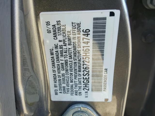 2HGES26725H614746 - 2005 HONDA CIVIC EX თეთრი ფოტო 10