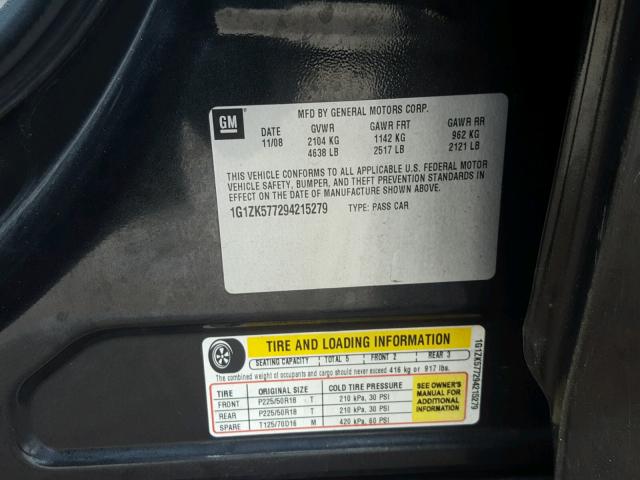 1G1ZK577294215279 - 2009 CHEVROLET MALIBU LTZ 黑色 照片 10