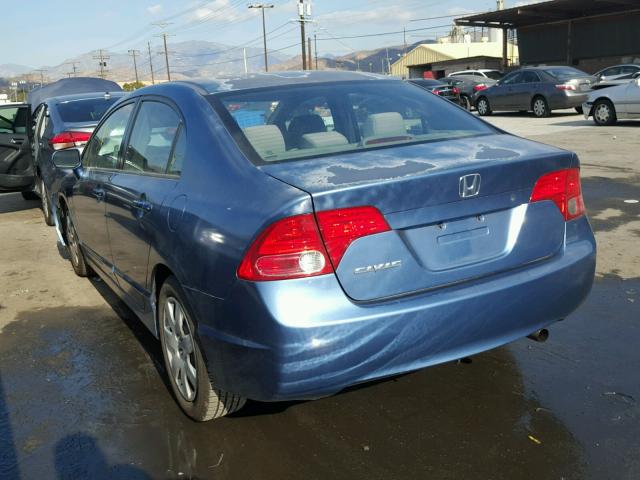 2HGFA16547H513520 - 2007 HONDA CIVIC LX BLUE photo 3