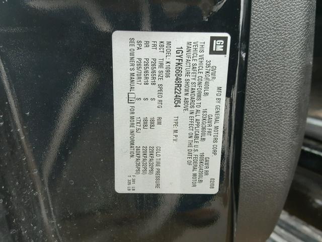 1GYFK66848R224054 - 2008 CADILLAC ESCALADE E BLACK photo 10