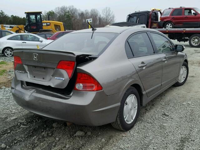 JHMFA36298S008386 - 2008 HONDA CIVIC HYBR GRAY photo 4