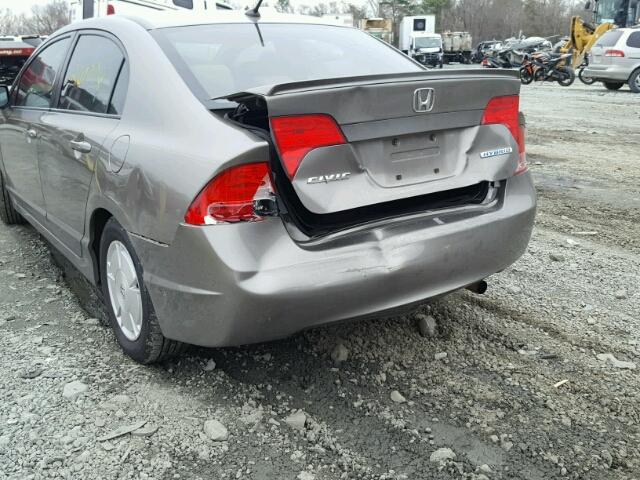 JHMFA36298S008386 - 2008 HONDA CIVIC HYBR GRAY photo 9