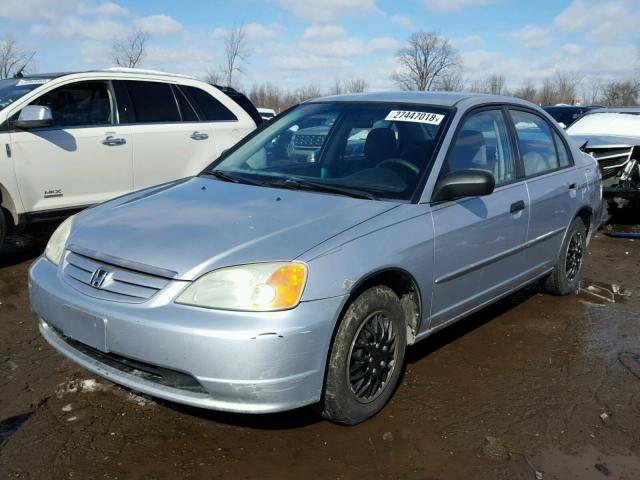 1HGES16501L070334 - 2001 HONDA CIVIC LX SILVER photo 2