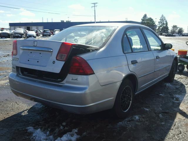 1HGES16501L070334 - 2001 HONDA CIVIC LX SILVER photo 4