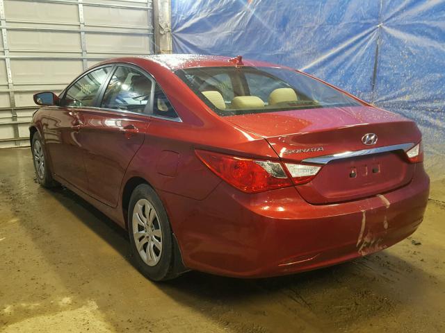 5NPEB4AC9DH514843 - 2013 HYUNDAI SONATA GLS RED photo 3