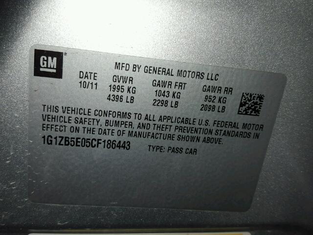 1G1ZB5E05CF186443 - 2012 CHEVROLET MALIBU LS 银色 照片 10