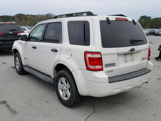 1FMCU59389KA00207 - 2009 FORD ESCAPE HYB WHITE photo 3