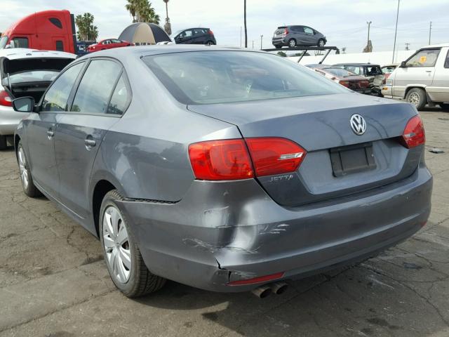 3VW2K7AJ2BM022503 - 2011 VOLKSWAGEN JETTA BASE ნაცრისფერი ფოტო 3