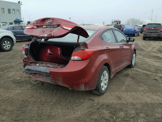 5NPDH4AE1BH022087 - 2011 HYUNDAI ELANTRA GL RED photo 4