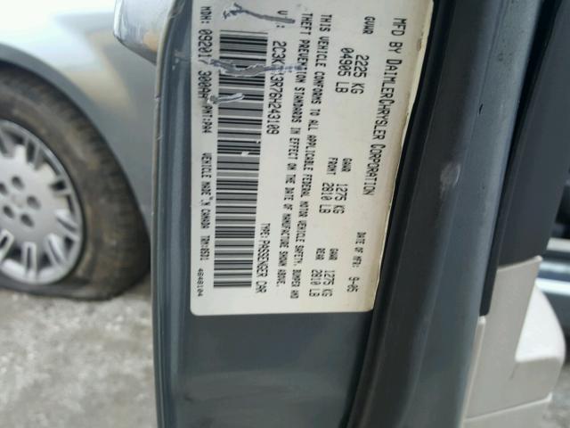 2C3KA43R76H243109 - 2006 CHRYSLER 300 GRAY photo 10