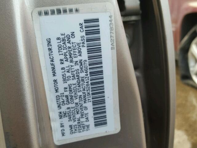 1Y1SK52841Z446079 - 2001 CHEVROLET GEO PRIZM 金色 照片 10