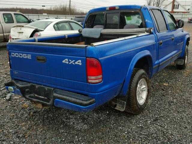 1B7GG2AX7YS636139 - 2000 DODGE DAKOTA QUA BLUE photo 4