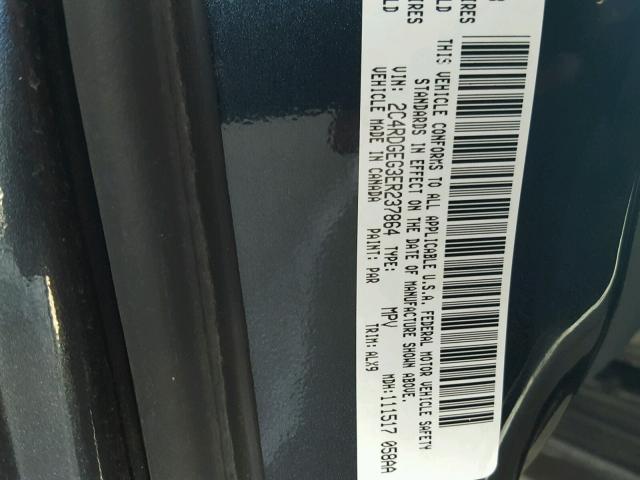 2C4RDGEG3ER237864 - 2014 DODGE GRAND CARA CHARCOAL photo 10