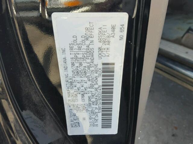 5TBRT34192S331476 - 2002 TOYOTA TUNDRA ACC BLACK photo 10