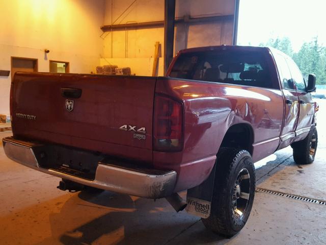 3D7KS28C76G155345 - 2006 DODGE RAM 2500 S RED photo 4