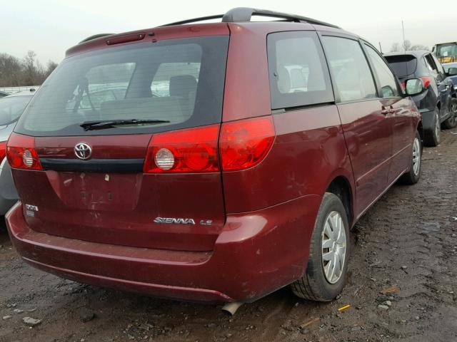 5TDZK23CX8S130394 - 2008 TOYOTA SIENNA CE BURGUNDY photo 4