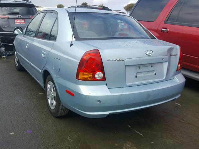 KMHCG45C65U575718 - 2005 HYUNDAI ACCENT GL BLUE photo 3