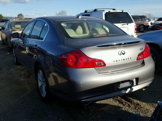 JN1CV6AP8DM306233 - 2013 INFINITI G37 BASE GRAY photo 3