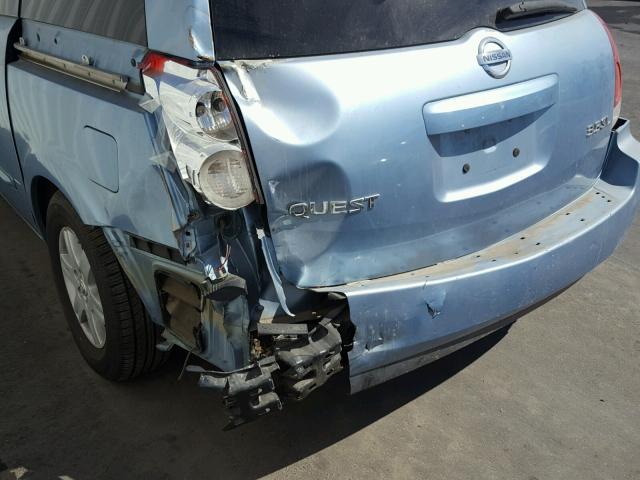 5N1BV28U84N330678 - 2004 NISSAN QUEST S BLUE photo 9